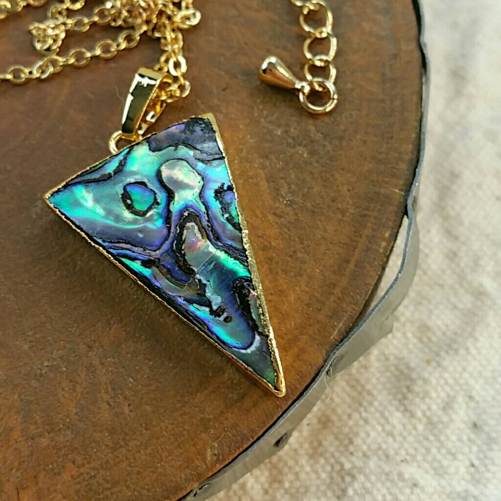 NEW Australian Abalone Necklace 18k Gold 14K Chain - Picture 3 of 8